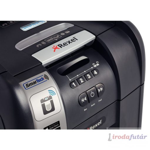 Iratmegsemmisítő, konfetti, 300 lap, REXEL, "Auto+ SmarTech 300X"